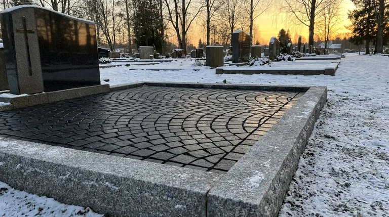Гранитная брусчатка на могильном участке, образец ПМ005 в Липецке