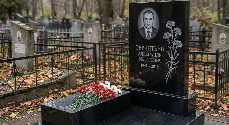 Памятник с гравировкой гвоздик — выполненная работа «Терентьев» в Липецке