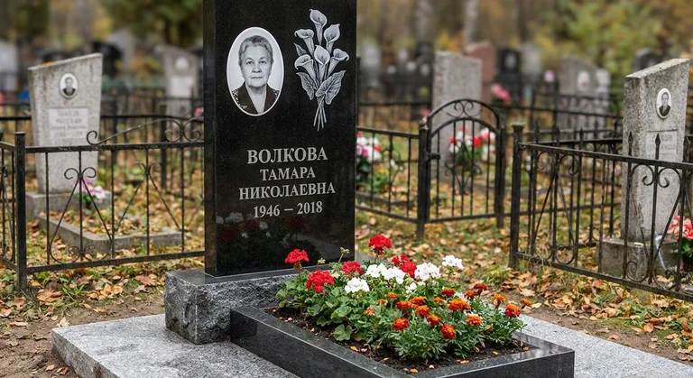 Памятник с гравировкой калл — выполненная работа «Волкова» в Липецке