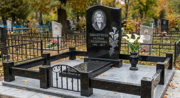Памятник с гравировкой калл — выполненная работа «Никитина» в Липецке