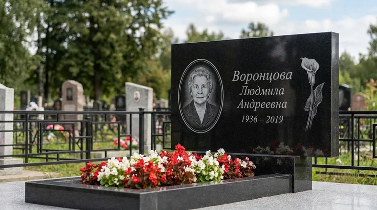 Памятник с гравировкой калл — выполненная работа «Воронцова» в Липецке