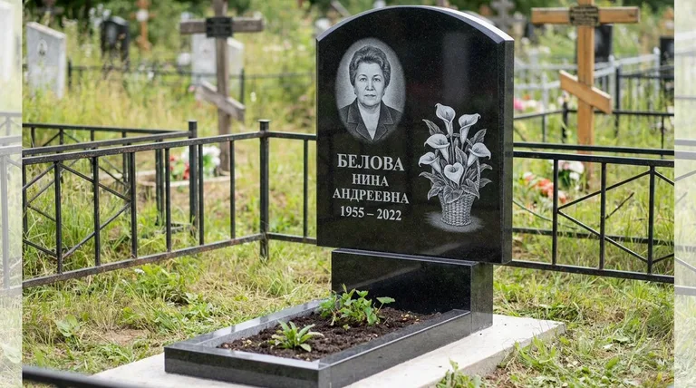 Памятник с гравировкой калл — выполненная работа «Белова» в Липецке