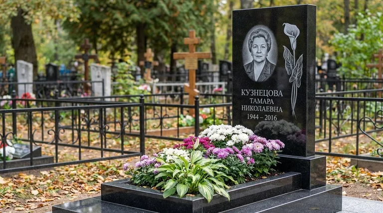 Памятник с гравировкой калл — выполненная работа «Кузнецова» в Липецке