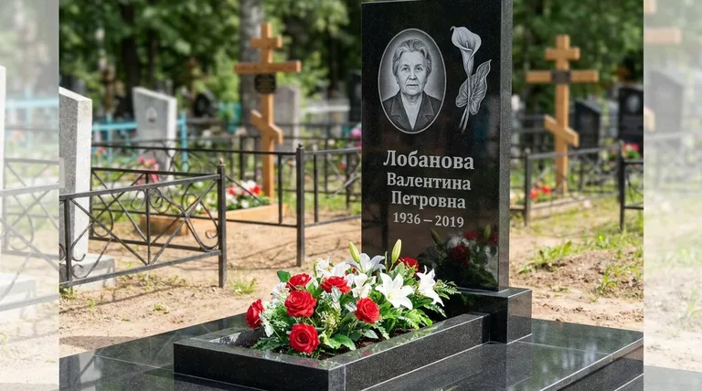 Памятник с гравировкой калл — выполненная работа «Лобанова» в Липецке