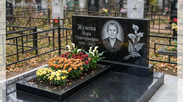 Памятник с гравировкой калл — выполненная работа «Жукова» в Липецке