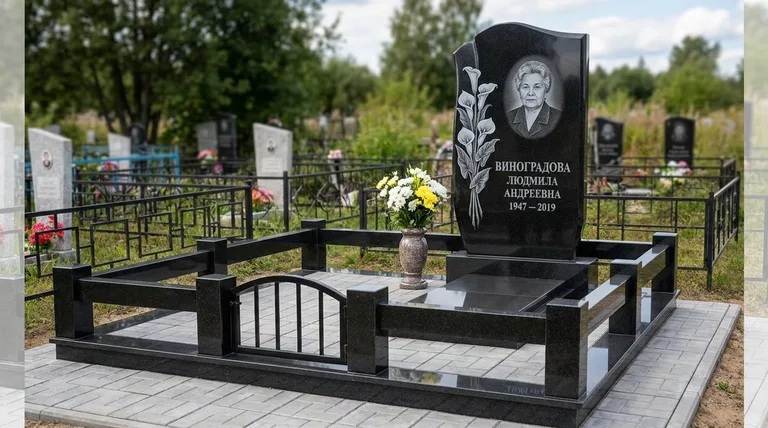 Памятник с гравировкой калл — выполненная работа «Виноградова» в Липецке