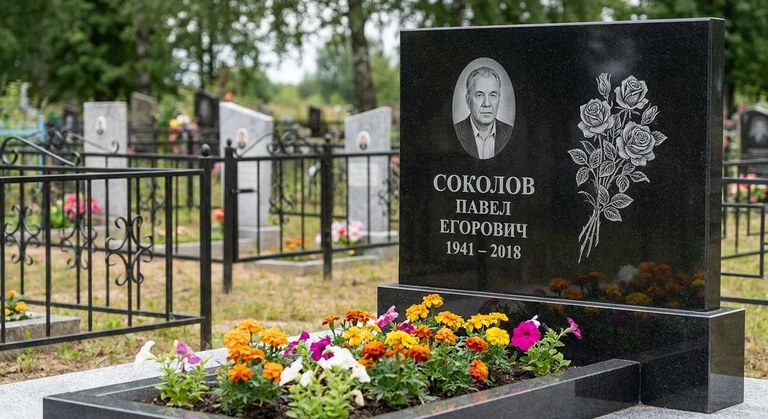 Гравировка роз на памятник в Липецке — пример работы на граните
