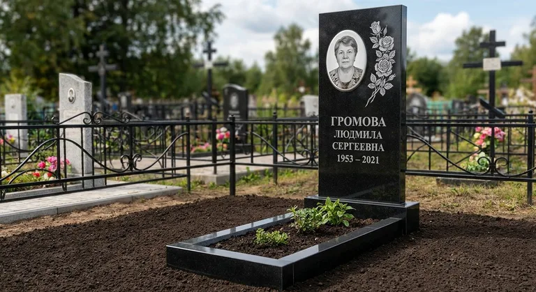 Памятник с гравировкой роз — выполненная работа «Громова» в Липецке