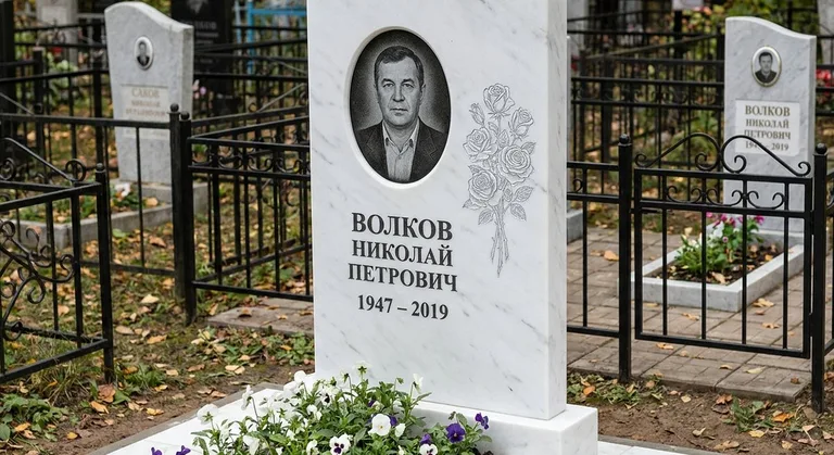 Памятник с гравировкой роз — выполненная работа «Волков» в Липецке