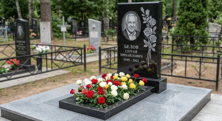 Гравировка цветов на памятник в Липецке — розы на граните
