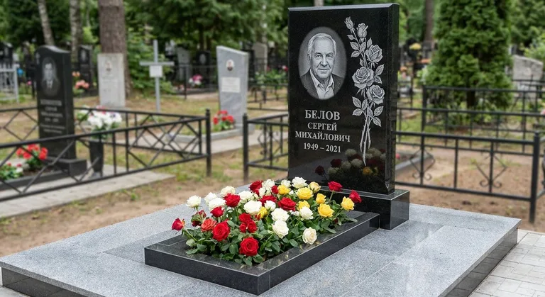 Памятник с гравировкой роз — выполненная работа «Белов» в Липецке
