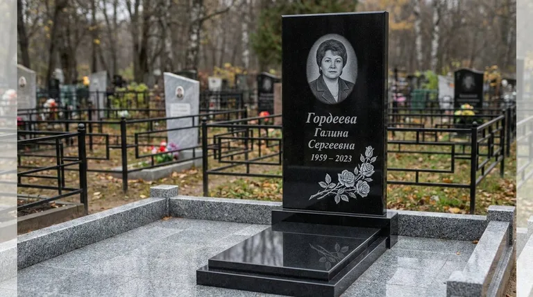 Памятник с гравировкой роз — выполненная работа «Гордеева» в Липецке