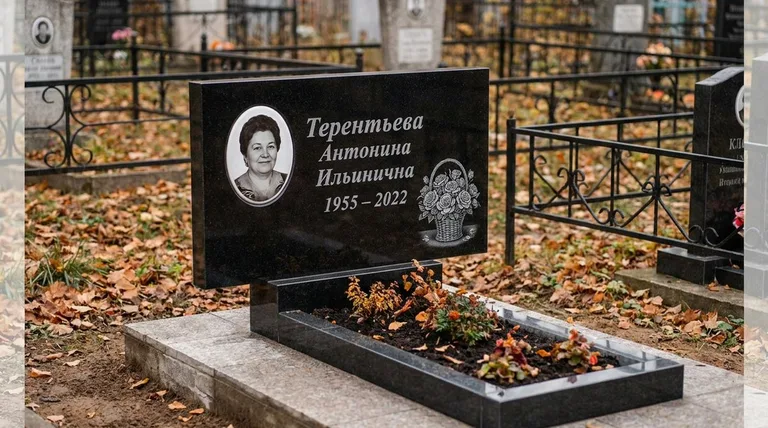 Памятник с гравировкой роз — выполненная работа «Терентьева» в Липецке