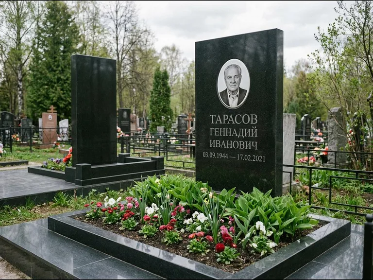 Керамический портрет на габбро-диабазе в Липецке