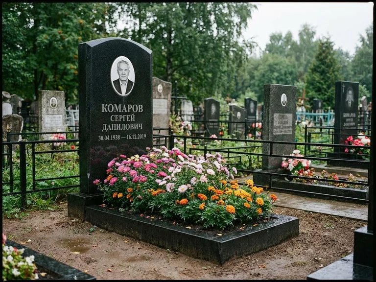 Портрет на керамике — семейный памятник в Липецке