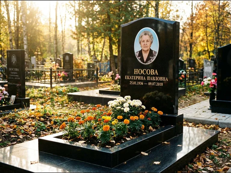 Керамический портрет мужчины на чёрном граните в Липецке