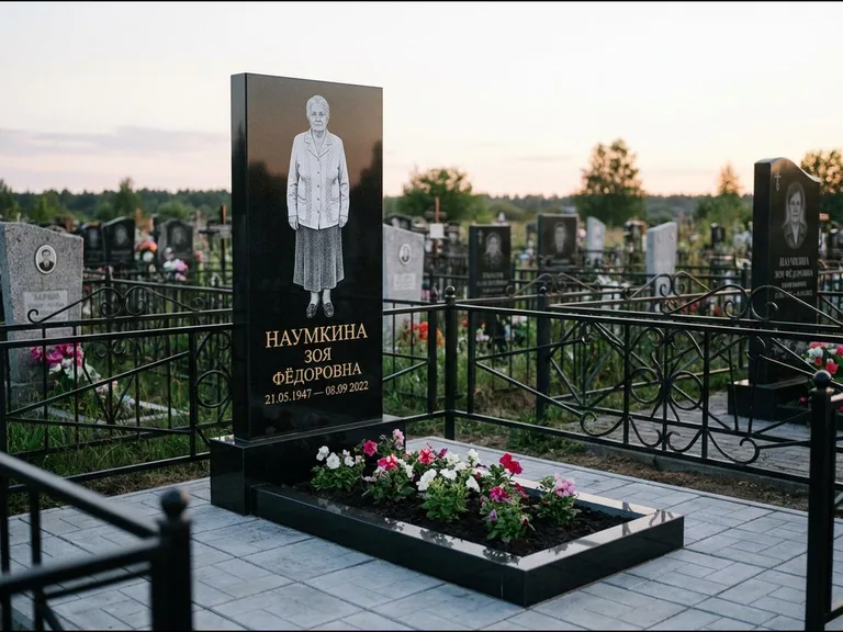 Гравировка портрета на чёрном граните — выполненная работа 18 в Липецке