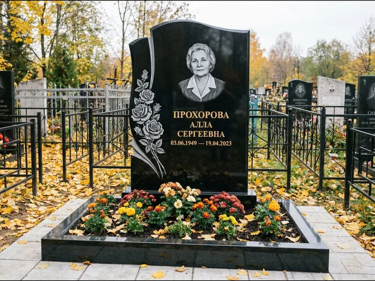 Гравировка портрета на чёрном граните — выполненная работа 20 в Липецке