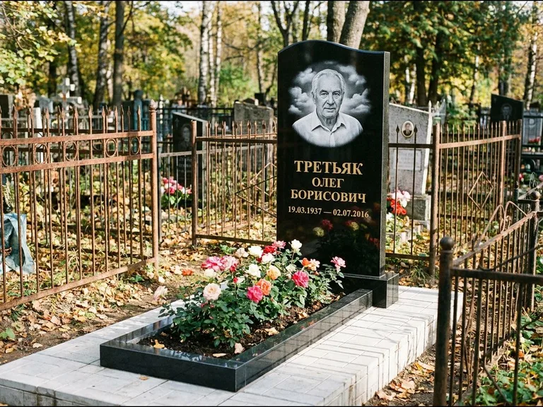 Гравировка портрета на чёрном граните — выполненная работа 23 в Липецке