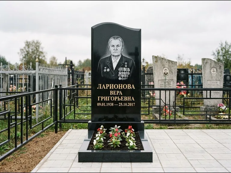 Гравировка портрета на чёрном граните — выполненная работа 28 в Липецке