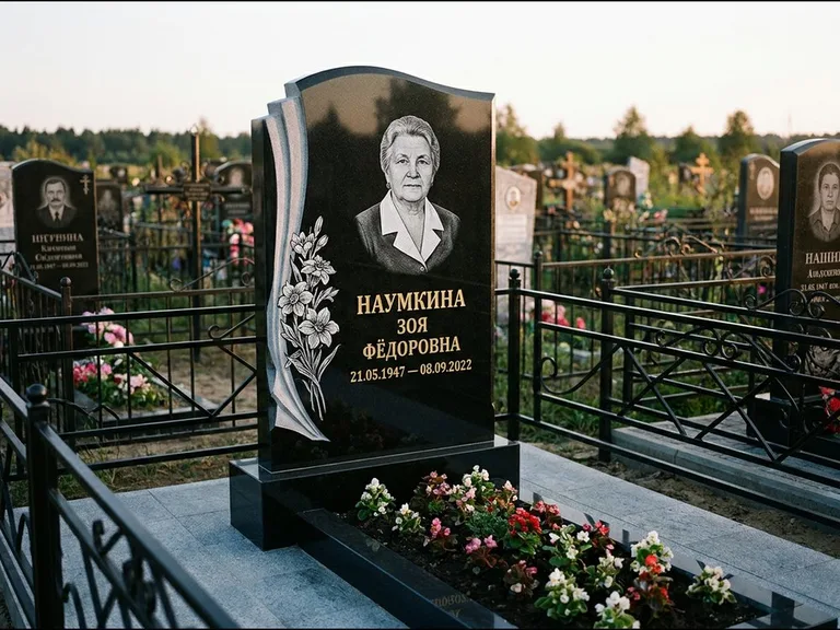 Гравировка портрета на чёрном граните — выполненная работа 6 в Липецке