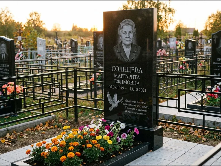 Памятник с гравировкой голубей — гравировка голубя с оливковой ветвью рядом с эпитафией, работа «Солнцева» в Липецке