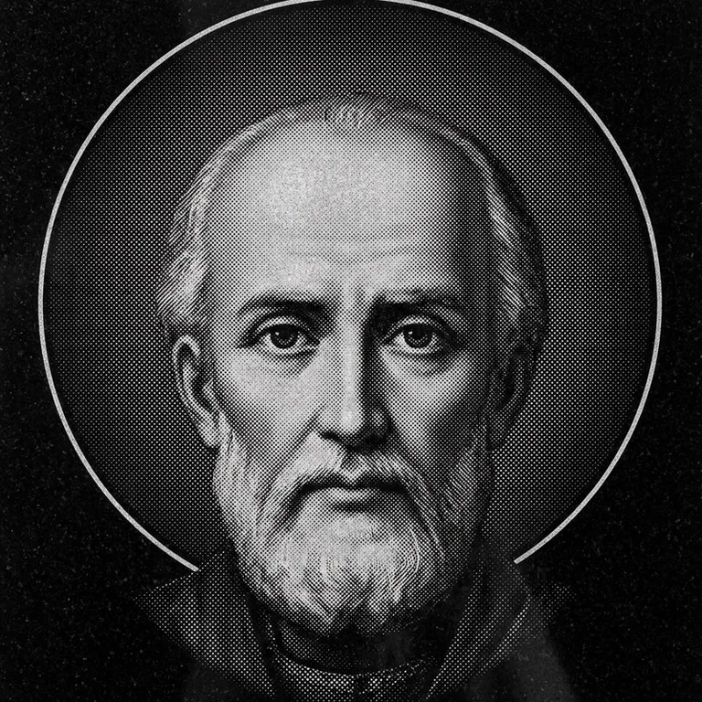 Эскиз иконы: Николай Чудотворец (полутон) — объёмный лик святителя, гравировка на памятник в Липецке