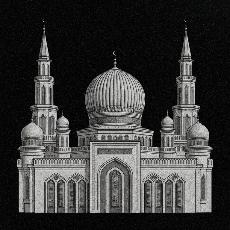 Эскиз: Соборная (фотореализм) — ребристый купол и минареты в Липецке