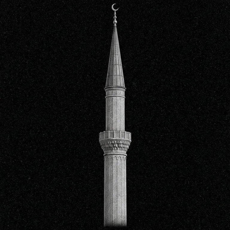 Эскиз: Минарет (фотореализм) — одиночный минарет с полумесяцем в Липецке