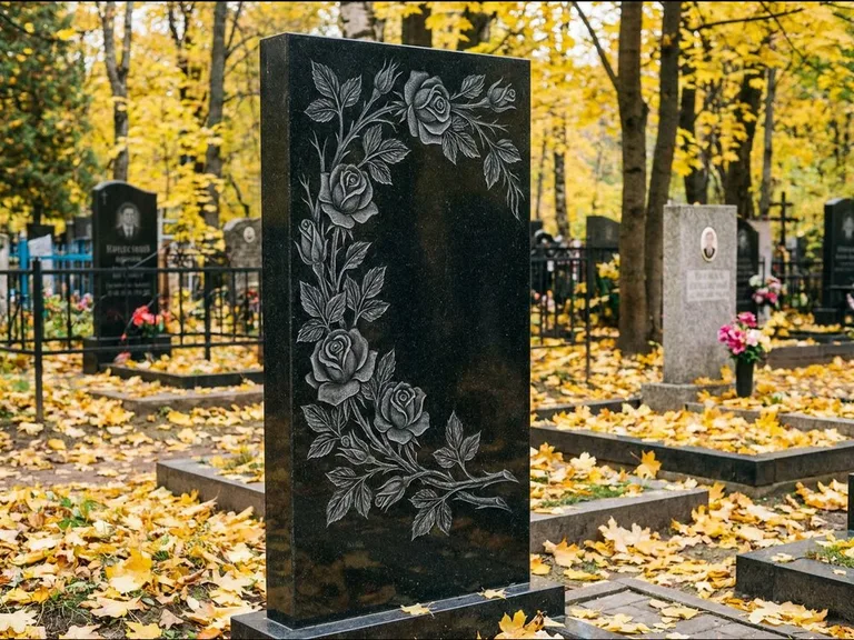 Цветы и орнамент — гравировка с выездом на кладбище в Липецке