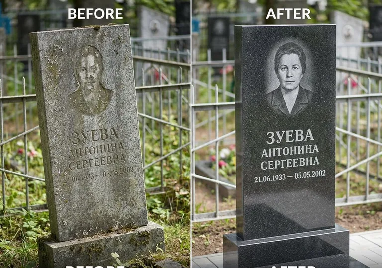 Восстановление сколов кромки гранита: до и после в Липецке