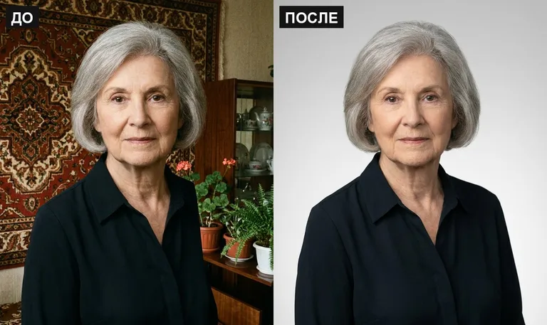 Ретушь фото на памятник — замена фона: до и после в Липецке