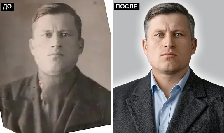 Ретушь фото на памятник — замена одежды: до и после в Липецке