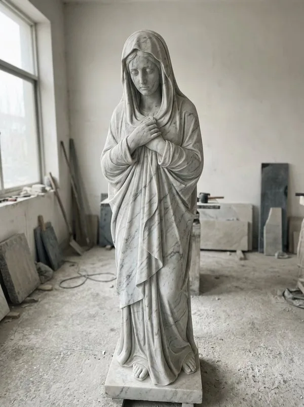 Скорбящая ростовая — скульптура на памятник, мрамор Каррара, высота 170 см