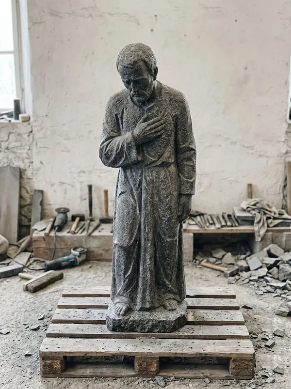 Скорбящий мужчина — скульптура на памятник, гранит, высота 90 см