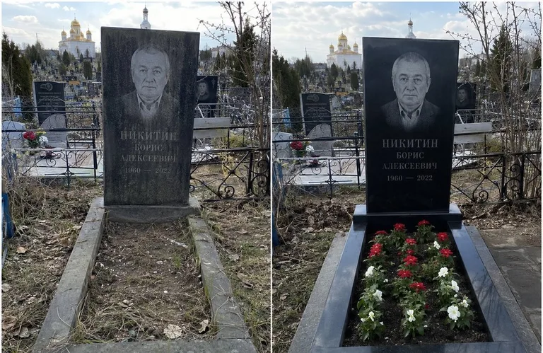 Диптих №3: покраска оградки и прополка цветника с тюльпанами — до и после в Липецке