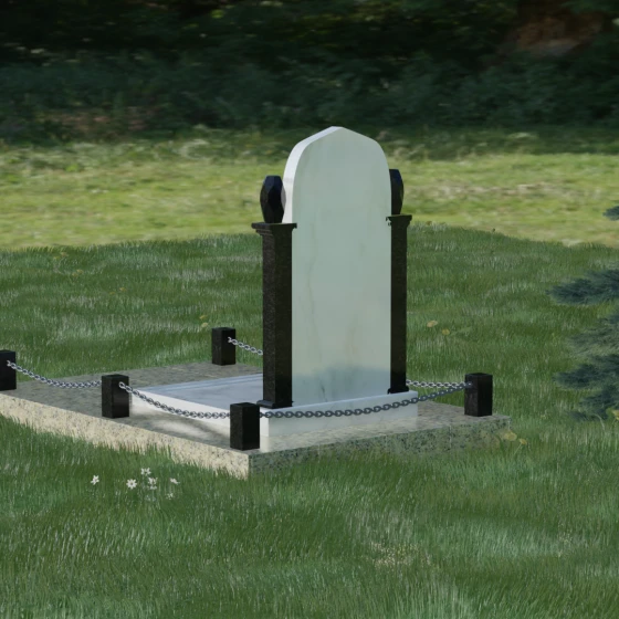 Комбинированный вертикальный памятник со стелой в Перми, мрамор Тассос, вид 3