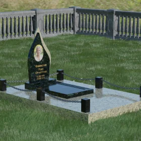 Вертикальный комбинированный памятник с мемориальным комплексом - П017