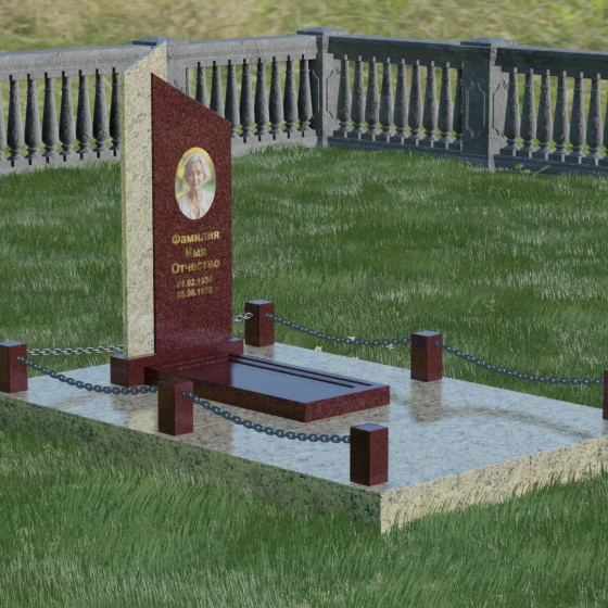 Комбинированный памятник на могилу в Перми, гранит Лезниковский, вид 5