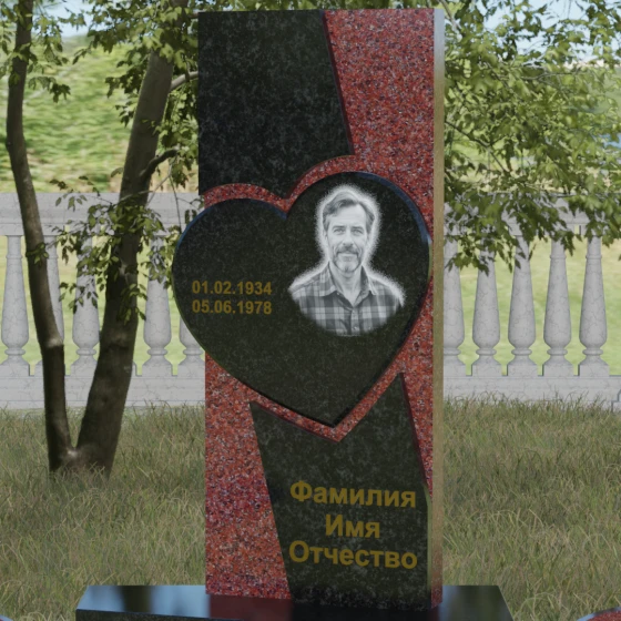 Вертикальный гранитный светский памятник в Перми, гранит Габбро-диабаз