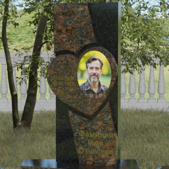 Вертикальный гранитный светский памятник в Перми, гранит Дымовский