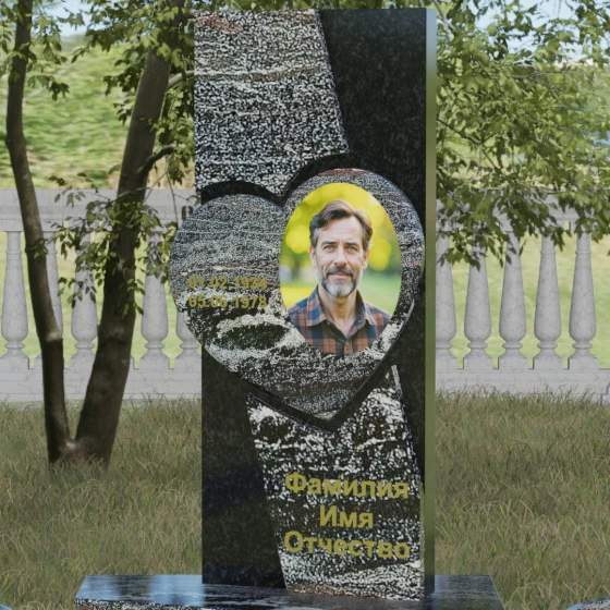 Вертикальный гранитный светский памятник в Перми, гранит амфиболит