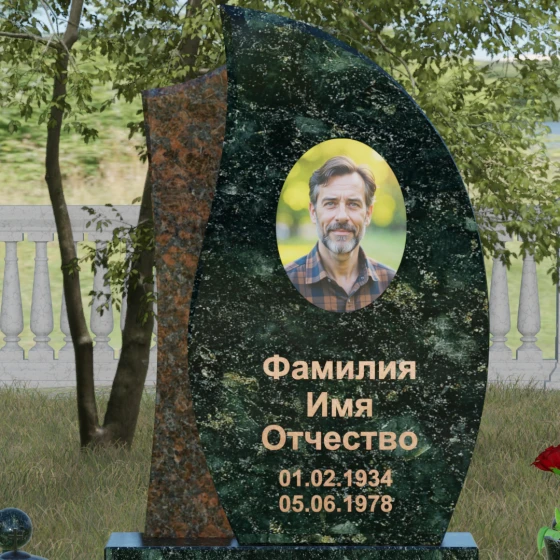 Светский гранитный памятник в Липецке, гранит Балтик грин