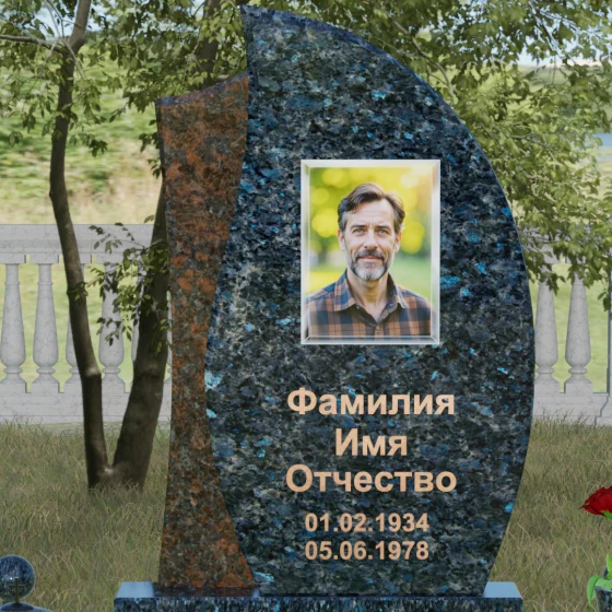 Светский гранитный памятник в Липецке, гранит Блю Перл