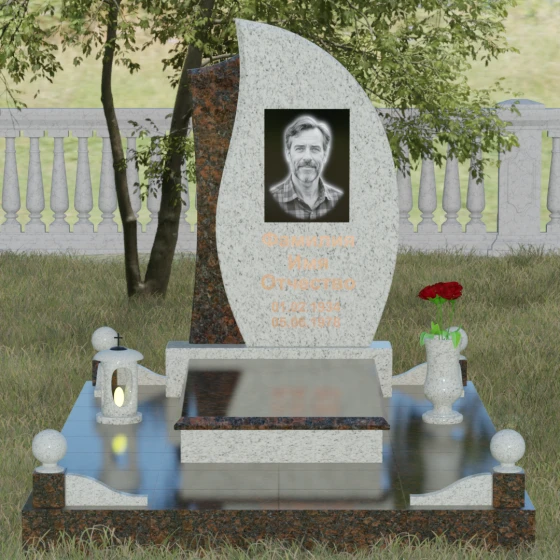 Светский гранитный памятник в Липецке, гранит Мансуровский, вид 2