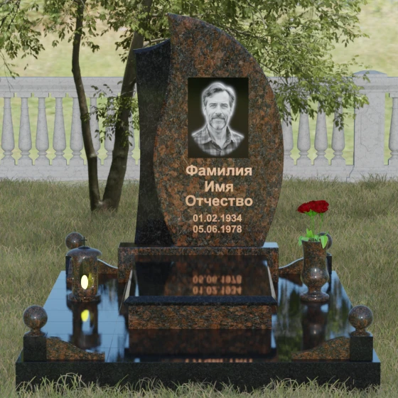 Светский гранитный памятник в Липецке, гранит Дымовский, вид 2