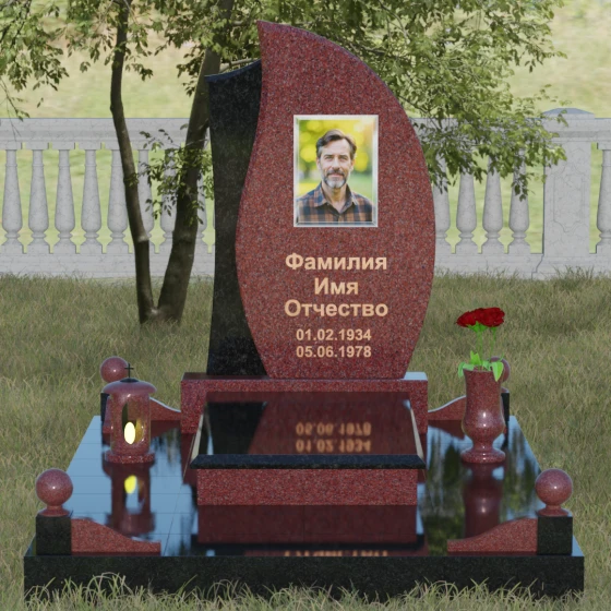 Светский гранитный памятник в Липецке, гранит Лезниковский, вид 2