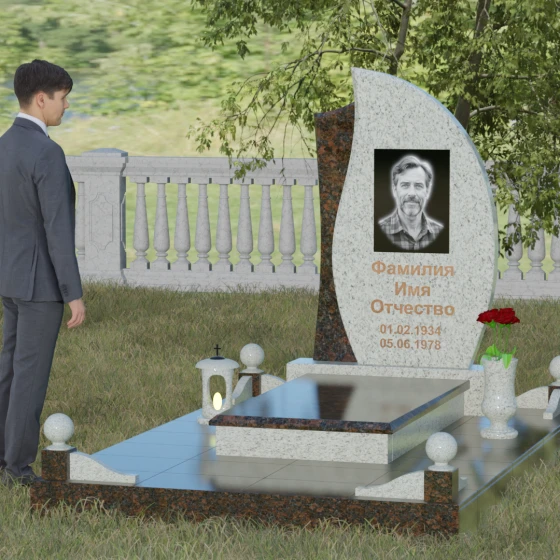 Светский гранитный памятник в Липецке, гранит Мансуровский, вид 4
