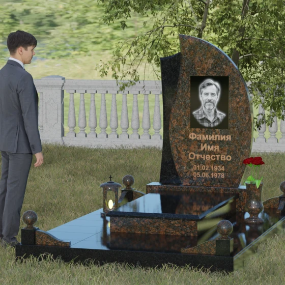 Светский гранитный памятник в Липецке, гранит Дымовский, вид 4
