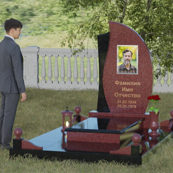 Светский гранитный памятник в Липецке, гранит Лезниковский, вид 4